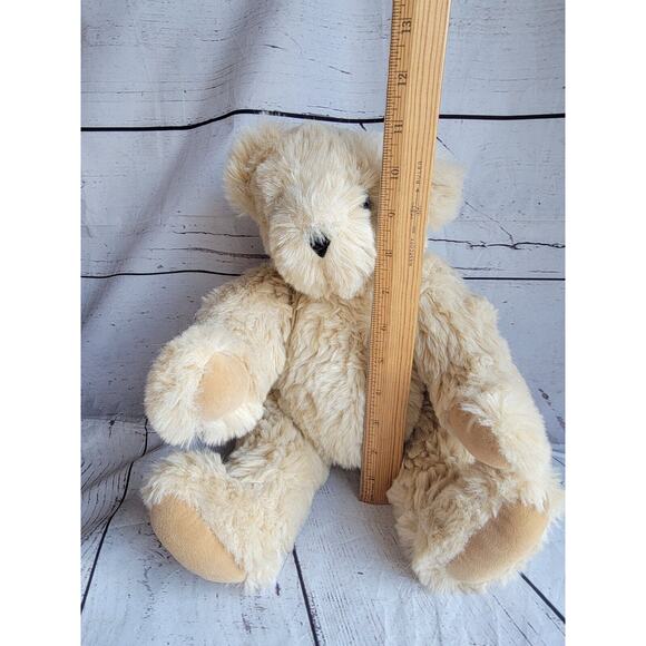 VERMONT TEDDY BEAR 16” Jointed Plush Teddy Bear Tan Stuffed Animal Blue Eyes - Picture 6 of 8